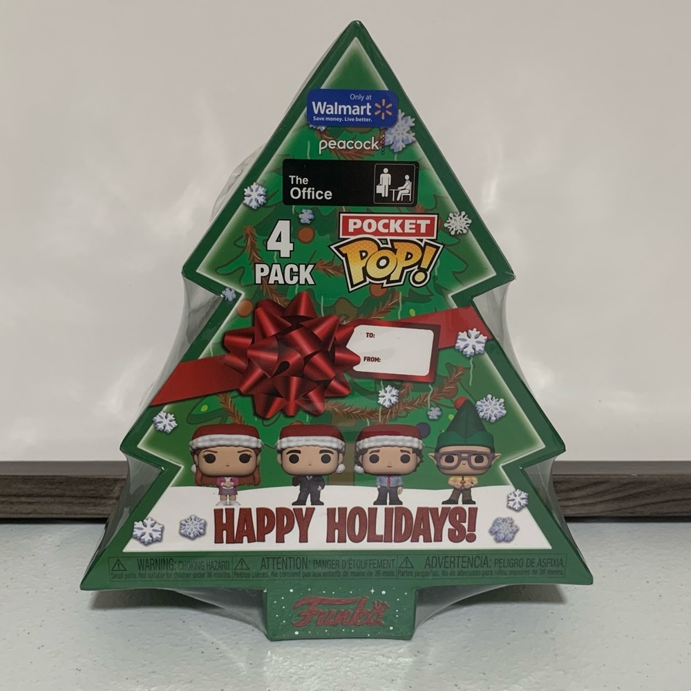 The Office Christmas Tree Holiday Box 4-Pack Vinyl Pocket Pop!-New